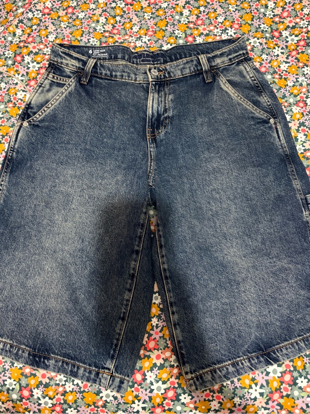 Arizona Jean Company Washed Blue High-Rise Denim Bermuda Shorts